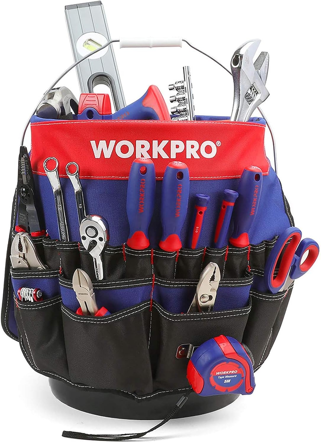 WORKPRO Bucket Organizer Tool Bag, Multi-pockets Bucket Tool Organizer, Heavy Duty Bucket Tool Bag for 5 Gallon Bucket, Tool Bucket Organizer for Electricians, Plumbers, Gardeners, Tradesmen (Bucket Excluded)