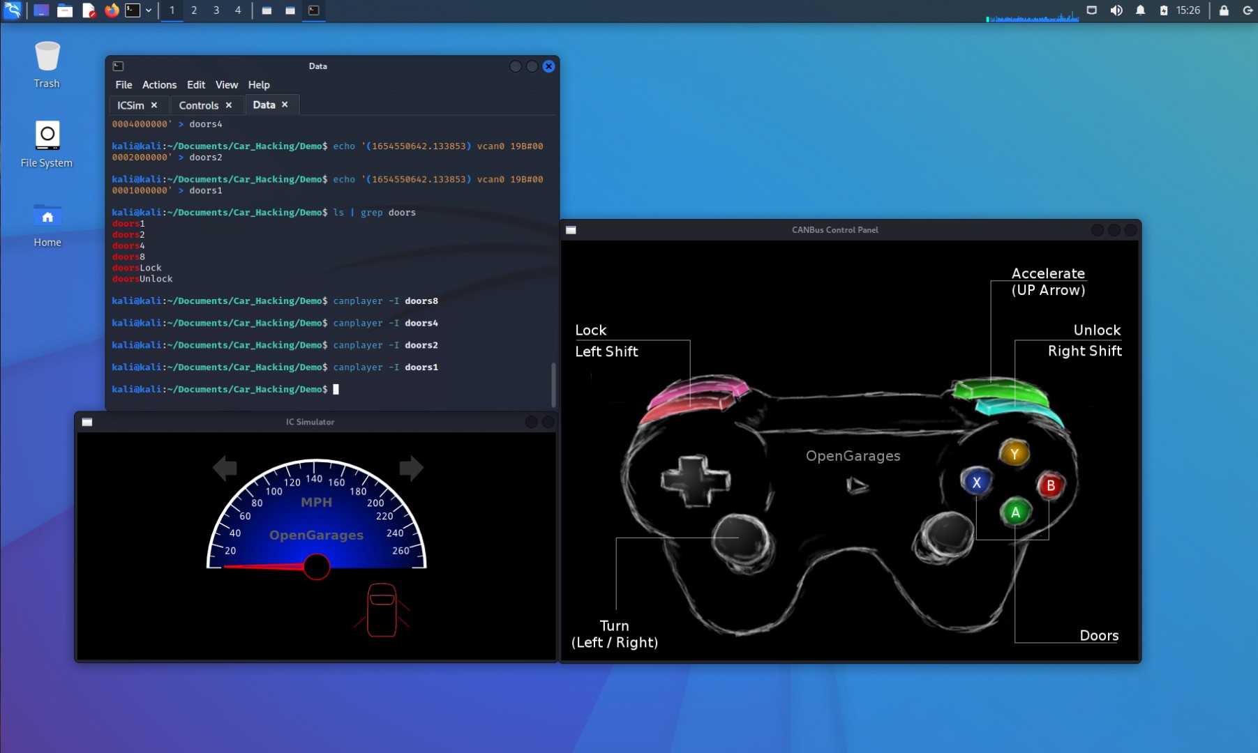 ICSim Simulator - Front Driver Door Control