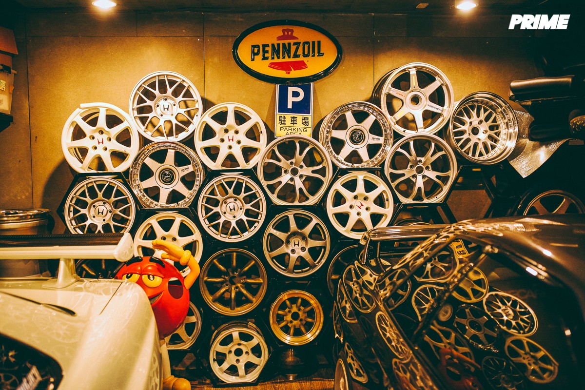 Classic car collection in a Bangkok garage