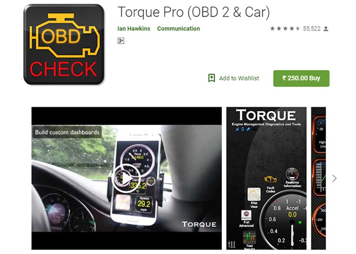 Torque Pro App Dashboard