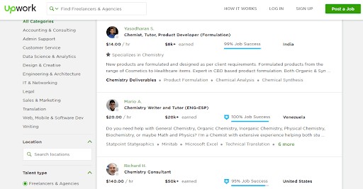 Screenshot of a webpage suggesting where to find shampoo formulation experts